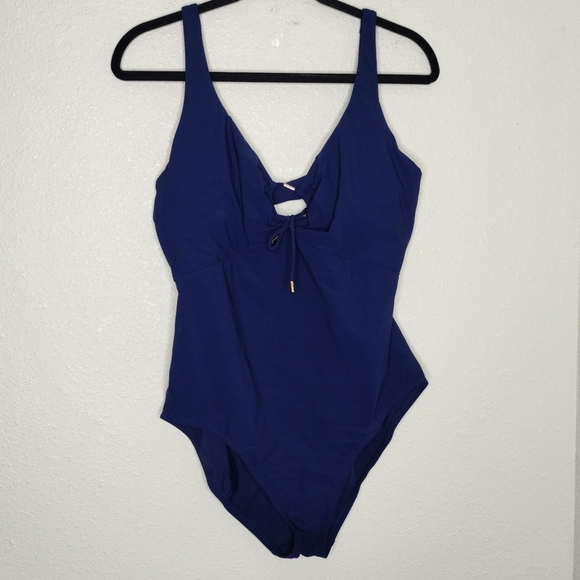 AMORESSA A Little Something Glimmer Navy One Piece Swimsuit Women's Size 14 - Picture 2 of 6